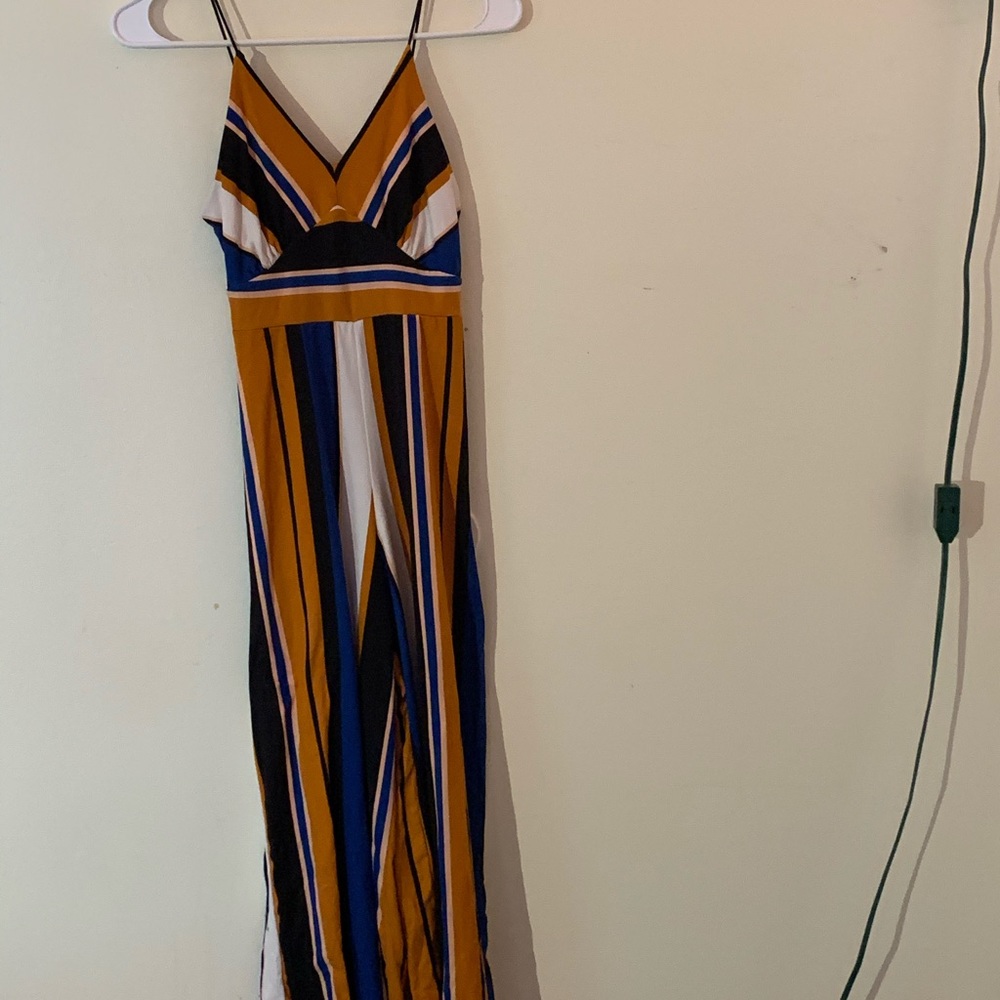 Blue and orange jumpsuit